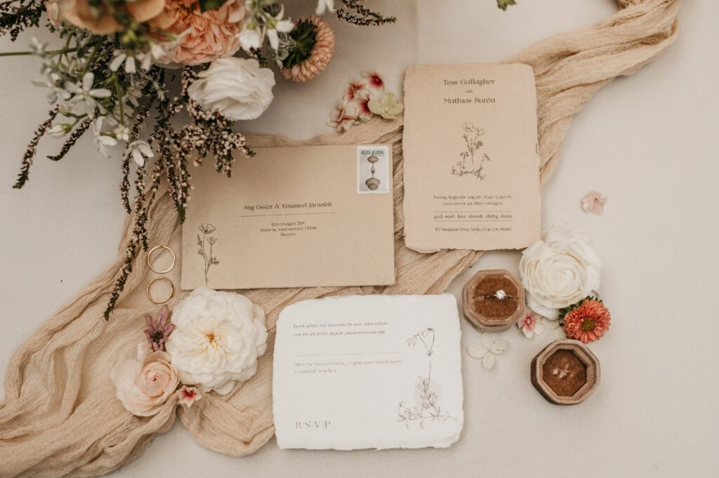 wedding invitations, wedding flowers, and wedding rings